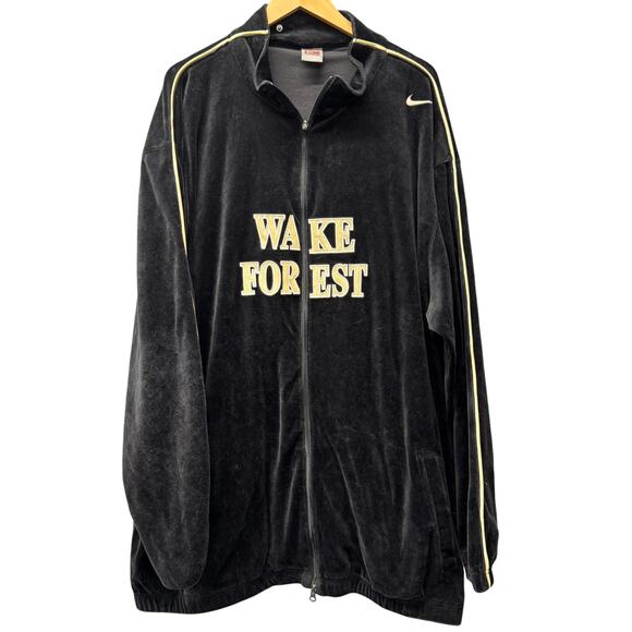 Wake Forest Demon Deacons Jacket Mens 3XLT Black Gold Nike Team Velour Vintage - Picture 1 of 9